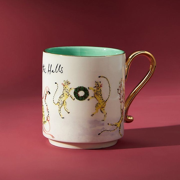 NWT Anthropologie x Susannah Garrod Tis The Season Christmas Coffee Mug